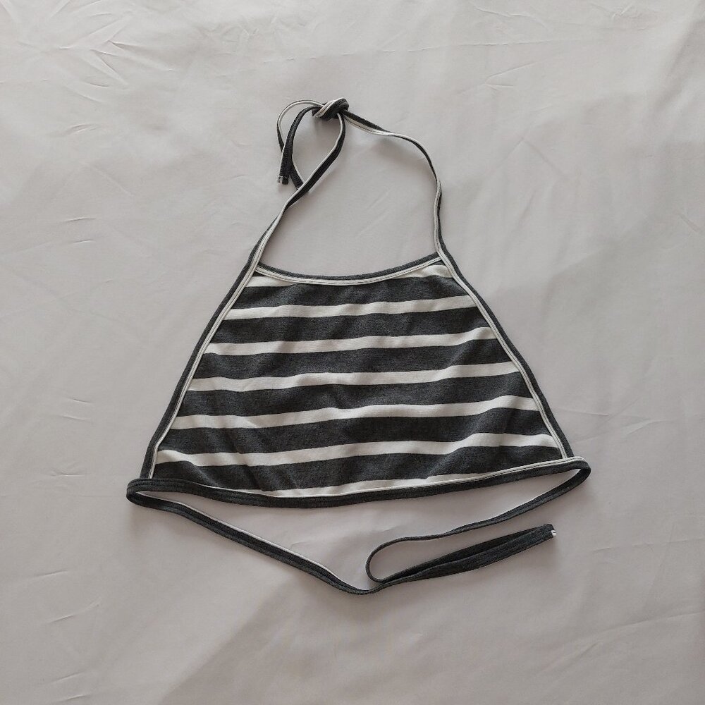 American Apparel Gray Striped Tie Top